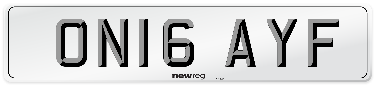 ON16 AYF Number Plate from New Reg